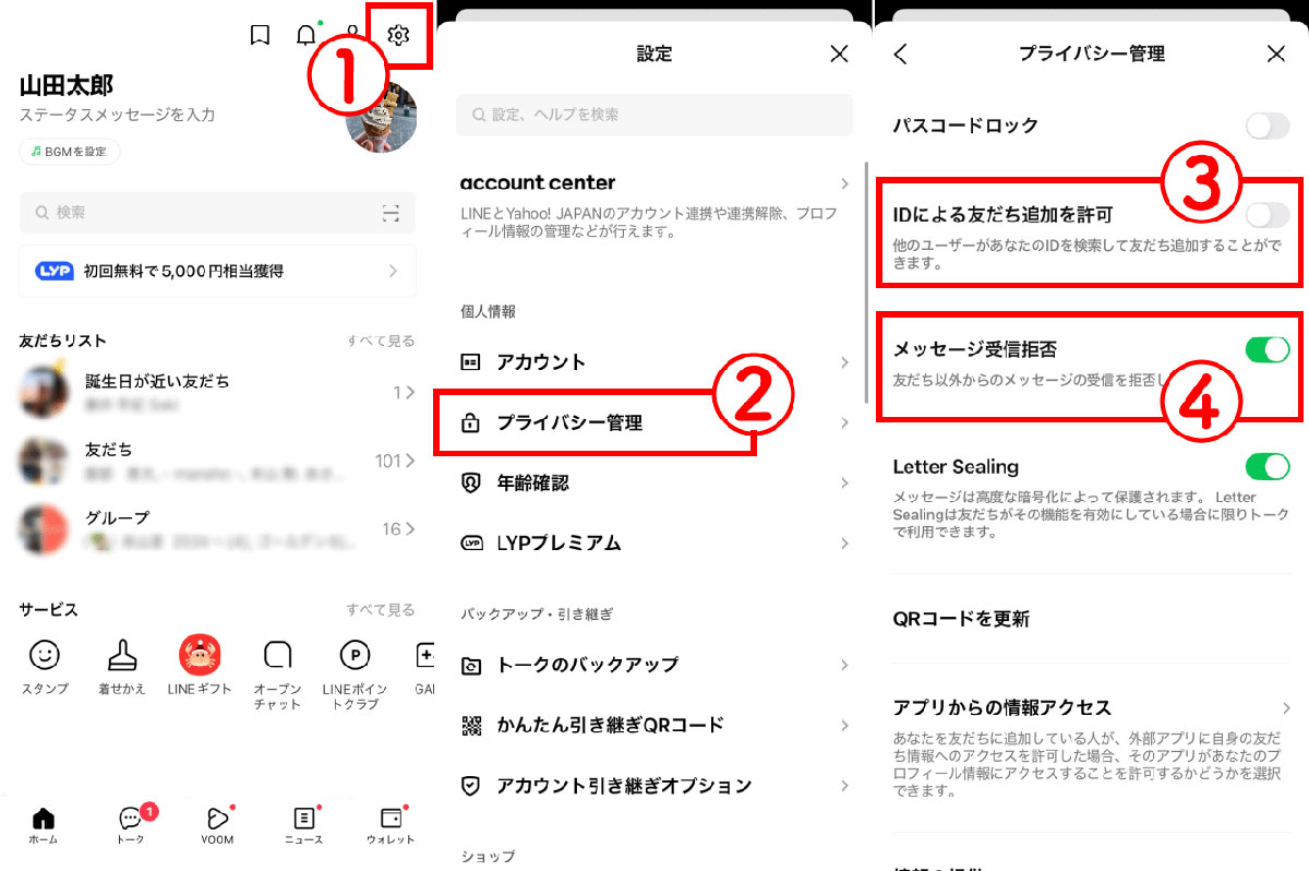 IDによる友だち追加を許可1