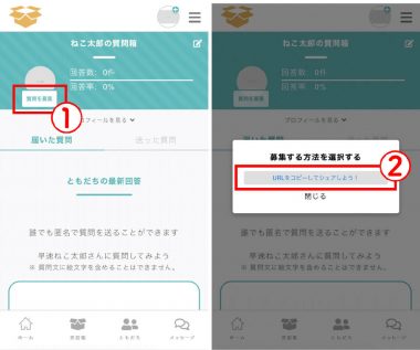 プロフィールに質問箱のURLを設置して質問募集と回答をする1