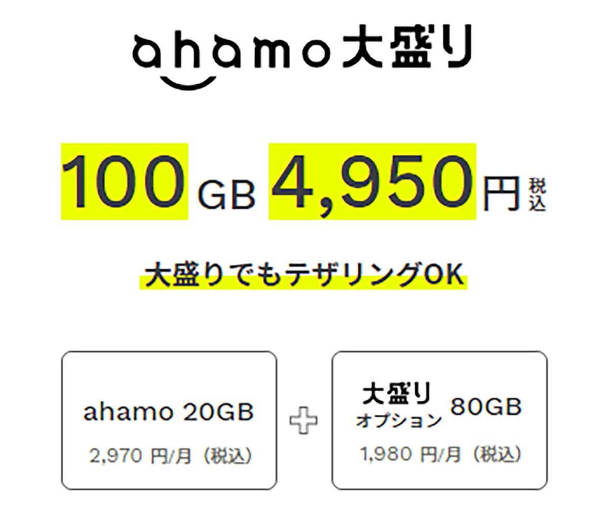 ahamoはネット専用で月20GBか月100GBの大容量プラン！2