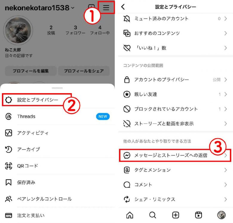 インスタで友だちが「オンライン」か緑の丸で確認する方法と自分を非表示化する方法の画像9