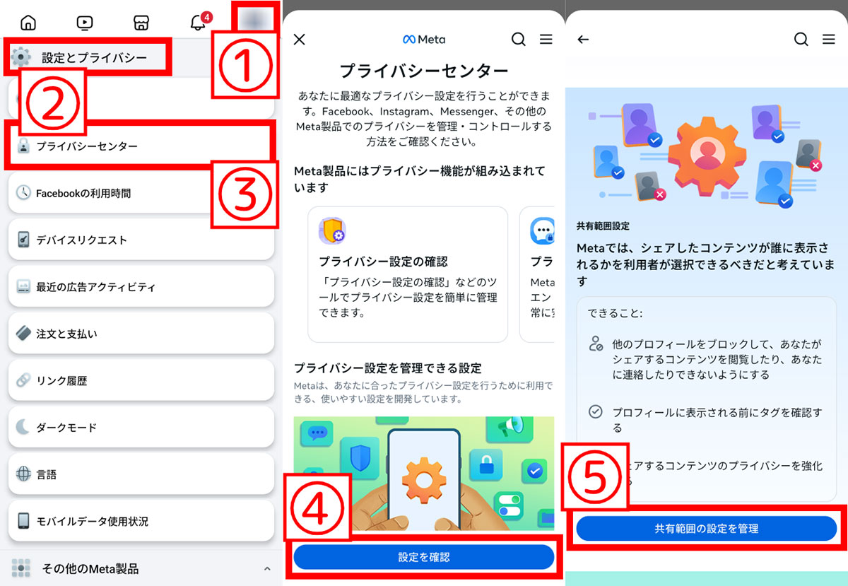 プロフィール情報や投稿の公開範囲1