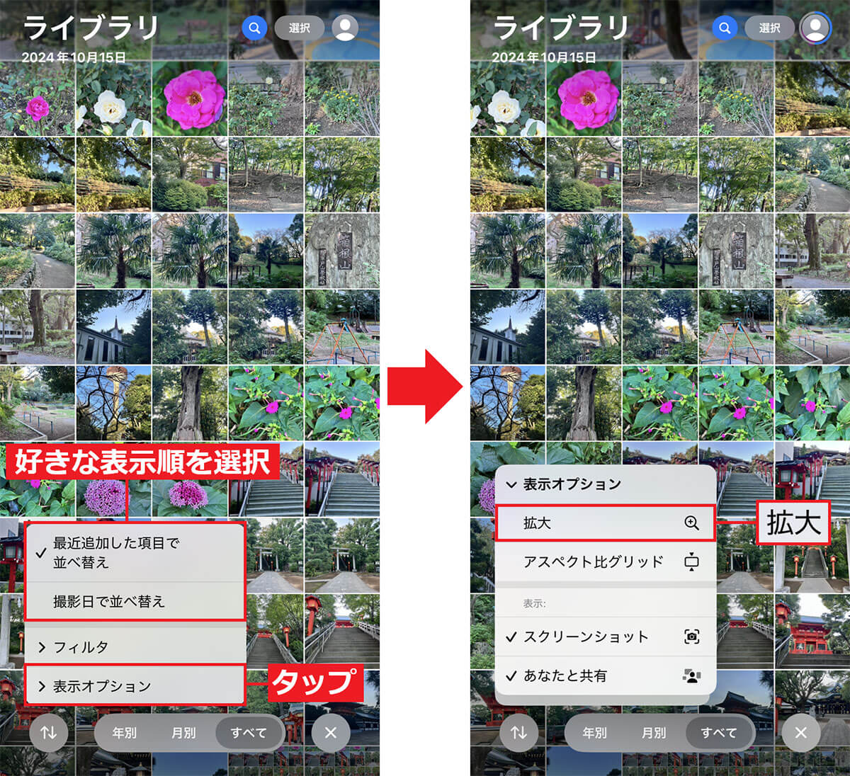 新しい写真を表示＆サムネイルの大きさを元に戻す手順2