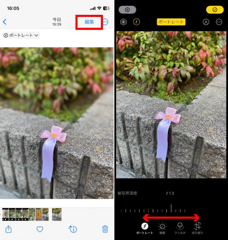 【iPhone】写真にアプリ無しで後からぼかしを入れる方法：背景ぼかしから一部分までの画像4