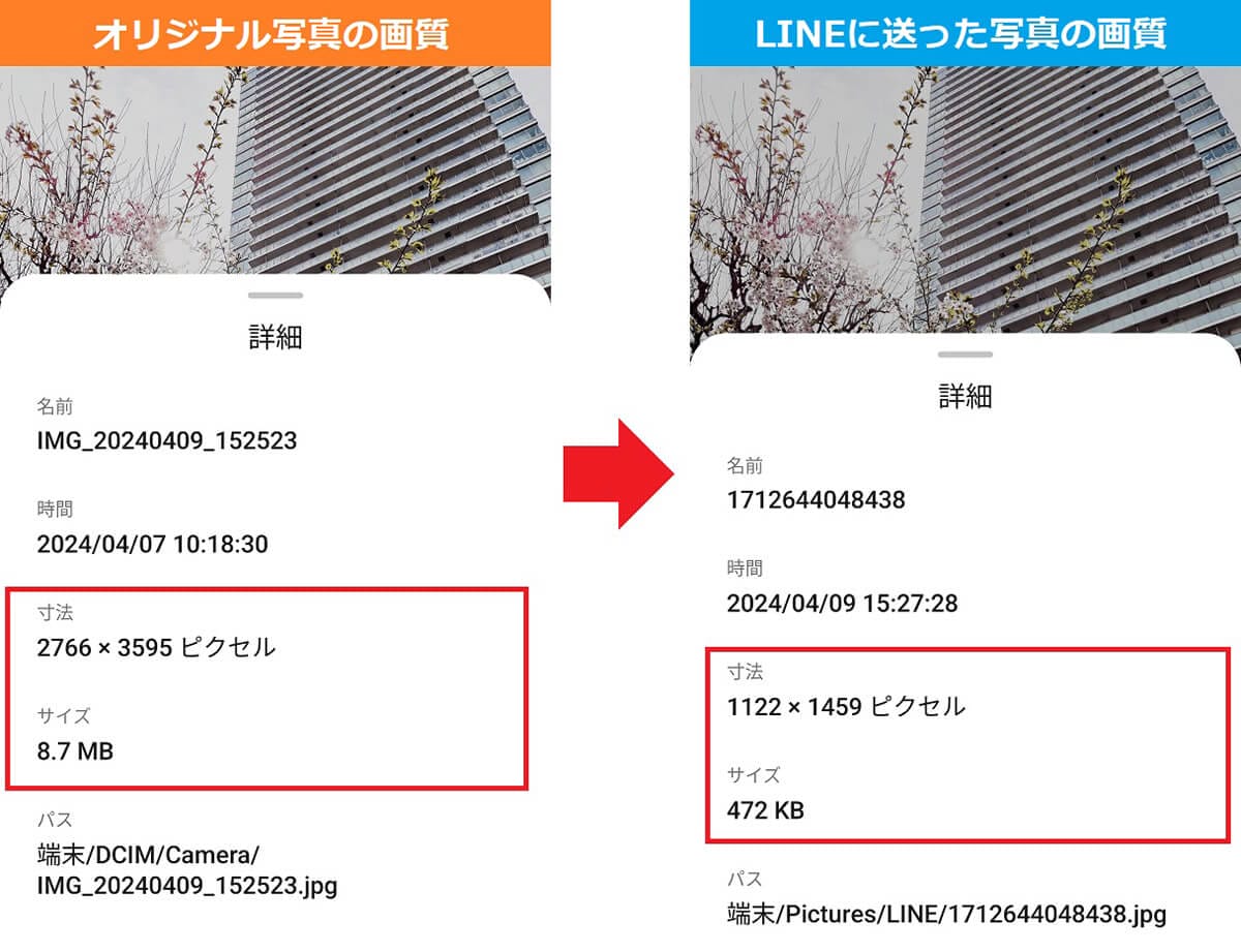 LINEで送った写真、なんか画質悪くない? 原因とオリジナル画質で送る方法の画像2