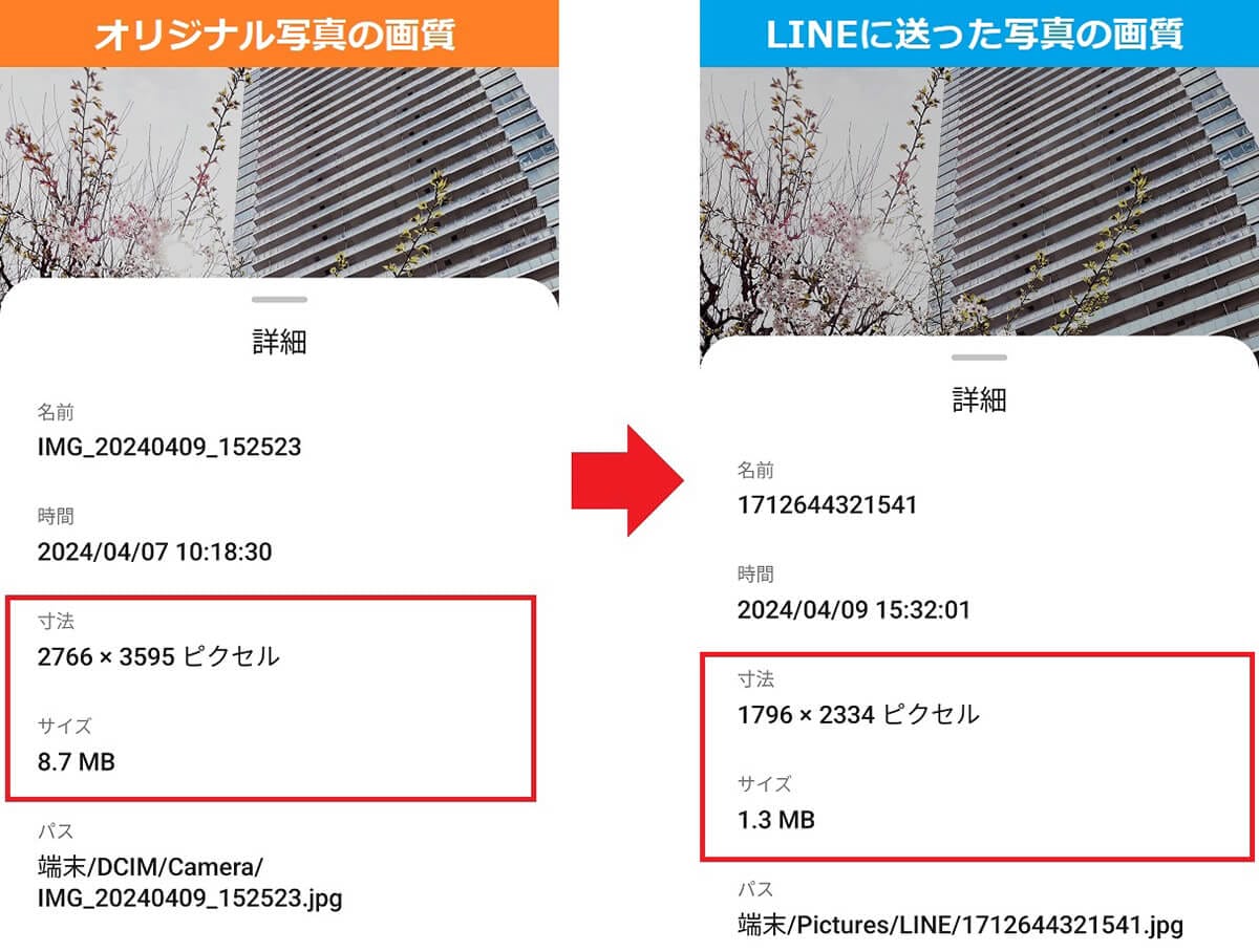 LINEで送った写真、なんか画質悪くない? 原因とオリジナル画質で送る方法の画像5