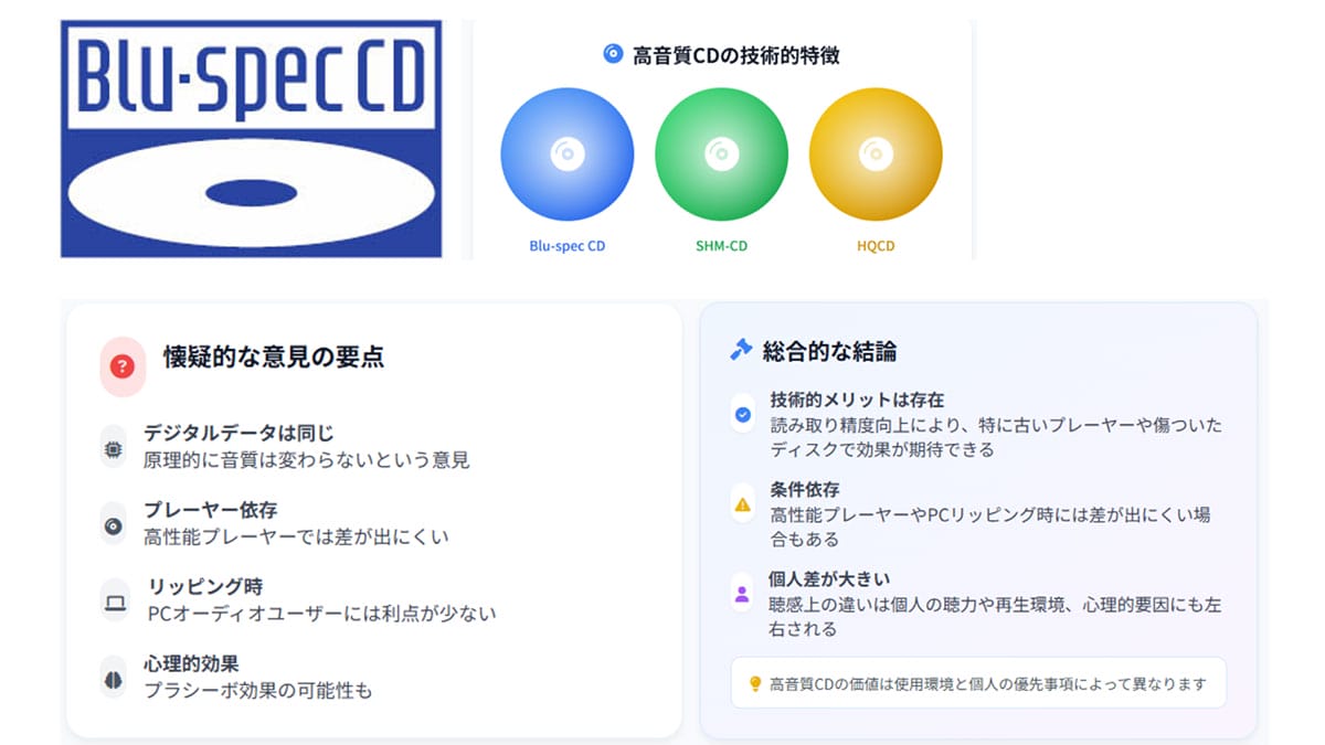 Blu-spec CDの音質向上効果への懐疑的な意見の例1