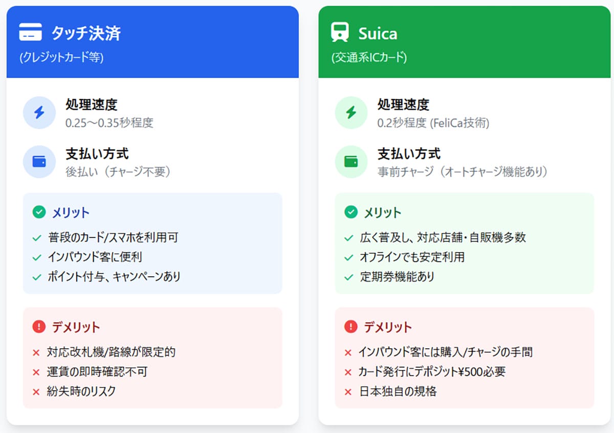Suicaとの比較:メリット・デメリット1