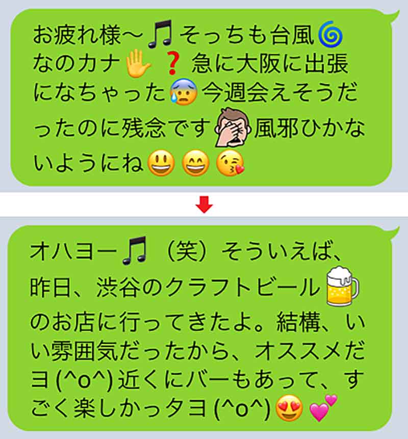 【特徴2】聞かれてもいないのに勝手に近況報告する