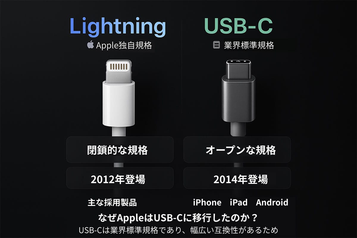 「独自規格」vs「業界標準」LightningとUSB-Cのそもそもの違い1