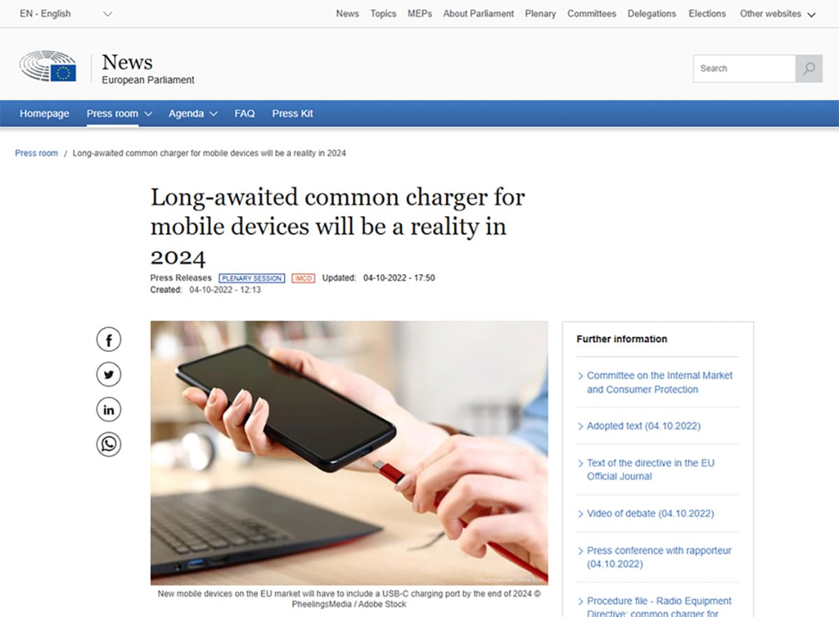 Appleを動かした、EU「共通充電器」規制1