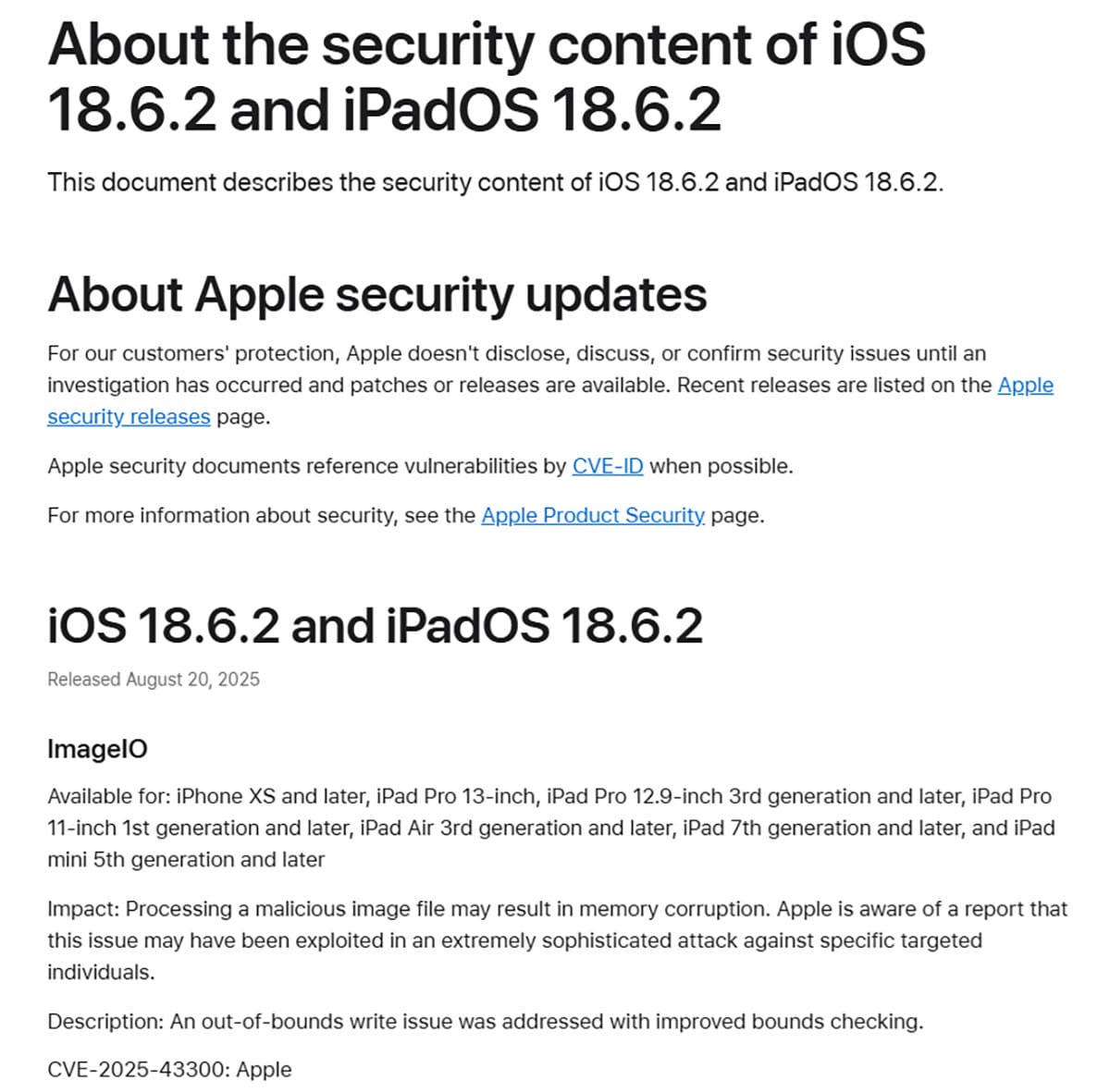 iPhone「iOS 18.6.2」が緊急リリース！ 全ユーザーに推奨−高度な攻撃に悪用されたバグを修正−の画像3