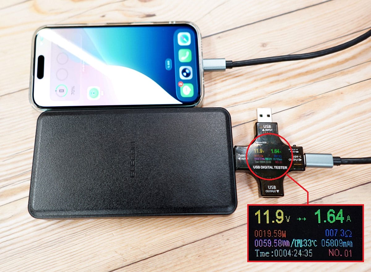 発火の心配なし!? エレコムの“安全系”モバイルバッテリー2機種を実際に充電テストしてみたの画像12