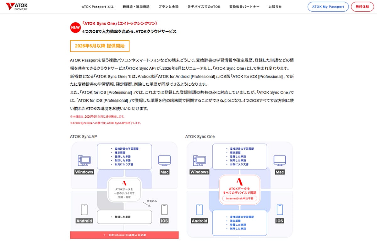 進化するエンジンと「ATOK Sync One」による完全同期1