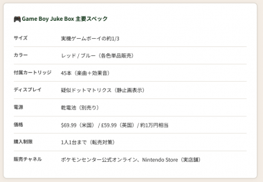 主要スペック表